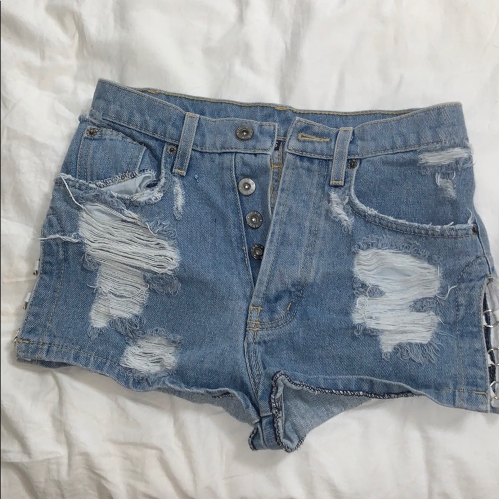 Carmar denim shorts with rings on the side
